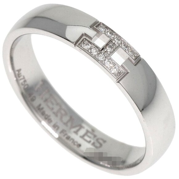 HERMES 18k White Gold Diamond Ring #49 - Picture 1 of 6